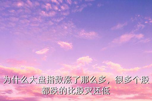 為什么大盤指數(shù)漲了那么多，很多個股都跌的比股災還低