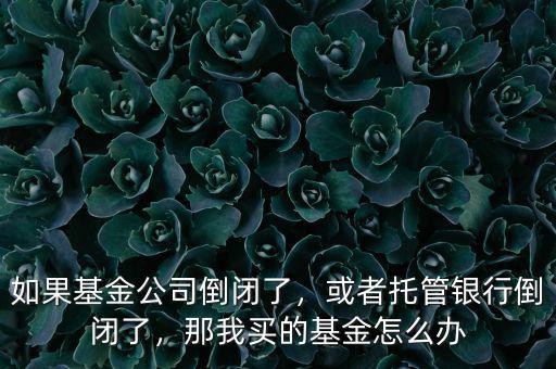 如果基金公司倒閉了，或者托管銀行倒閉了，那我買(mǎi)的基金怎么辦