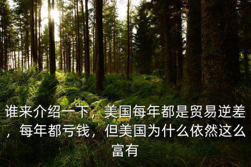 誰來介紹一下，美國每年都是貿易逆差，每年都虧錢，但美國為什么依然這么富有