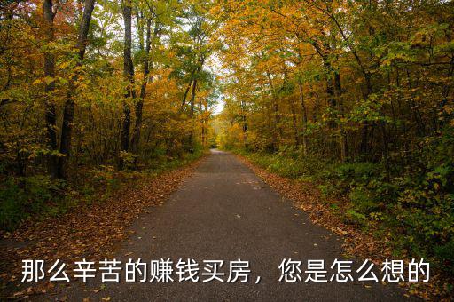 那么辛苦的賺錢買房，您是怎么想的