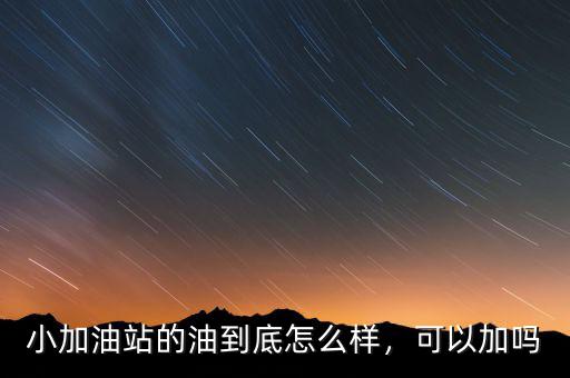 小加油站的油到底怎么樣，可以加嗎