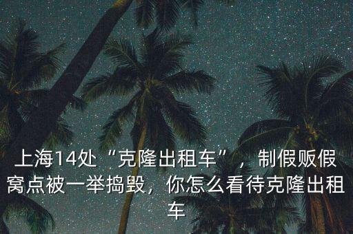 上海14處“克隆出租車”，制假販假窩點(diǎn)被一舉搗毀，你怎么看待克隆出租車