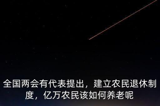 全國兩會有代表提出，建立農(nóng)民退休制度，億萬農(nóng)民該如何養(yǎng)老呢