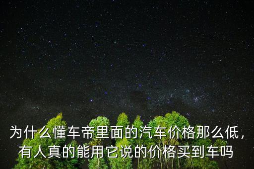 為什么懂車帝里面的汽車價格那么低，有人真的能用它說的價格買到車嗎