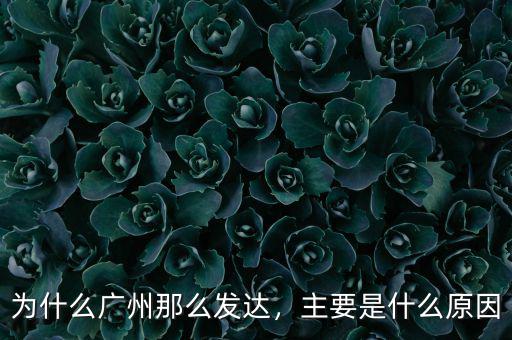 為什么廣州那么發(fā)達(dá)，主要是什么原因