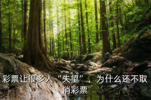 彩票讓很多人“失望”，為什么還不取消彩票