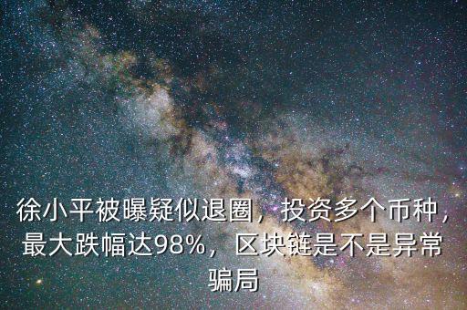 徐小平被曝疑似退圈，投資多個(gè)幣種，最大跌幅達(dá)98%，區(qū)塊鏈?zhǔn)遣皇钱惓ｒ_局