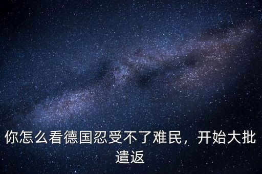 你怎么看德國忍受不了難民，開始大批遣返