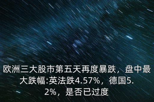 歐洲三大股市第五天再度暴跌，盤中最大跌幅:英法跌4.57%，德國5.2%，是否已過度