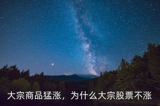 大宗商品猛漲，為什么大宗股票不漲
