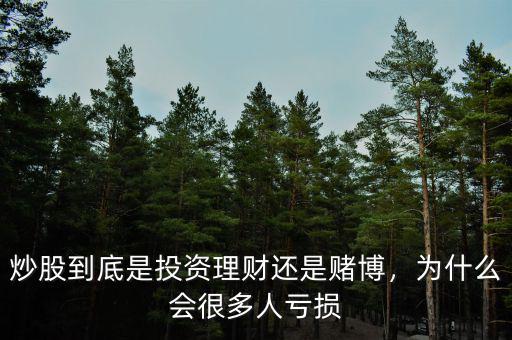 炒股到底是投資理財(cái)還是賭博，為什么會很多人虧損
