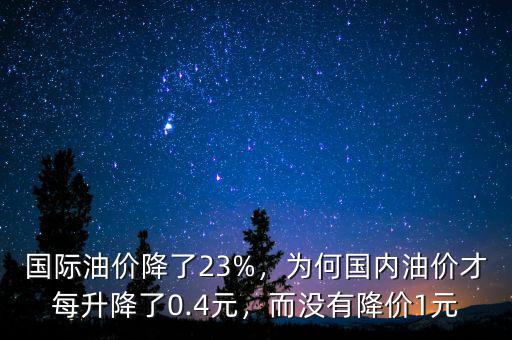 國際油價(jià)降了23%，為何國內(nèi)油價(jià)才每升降了0.4元，而沒有降價(jià)1元
