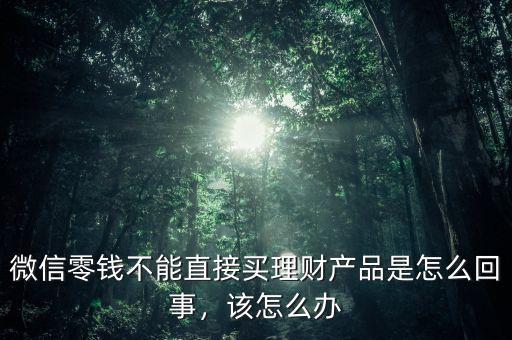 微信零錢不能直接買理財產(chǎn)品是怎么回事，該怎么辦