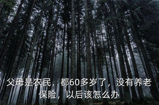 父母是農(nóng)民，都60多歲了，沒有養(yǎng)老保險，以后該怎么辦