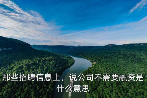 那些招聘信息上，說公司不需要融資是什么意思