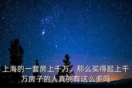 上海的一套房上千萬，那么買得起上千萬房子的人真的有這么多嗎