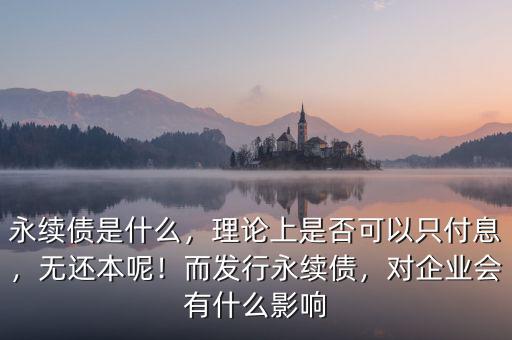 永續(xù)債是什么，理論上是否可以只付息，無還本呢！而發(fā)行永續(xù)債，對企業(yè)會有什么影響