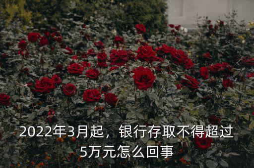 2022年3月起，銀行存取不得超過5萬元怎么回事