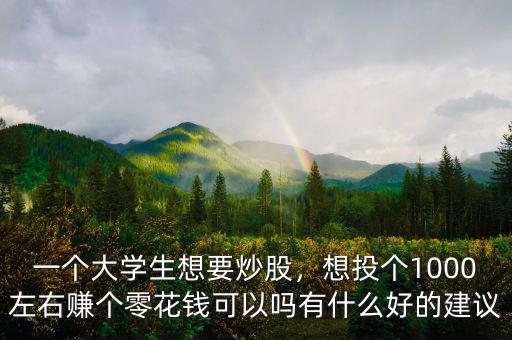 一個(gè)大學(xué)生想要炒股，想投個(gè)1000左右賺個(gè)零花錢(qián)可以嗎有什么好的建議
