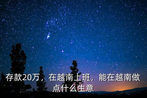 存款20萬，在越南上班，能在越南做點(diǎn)什么生意