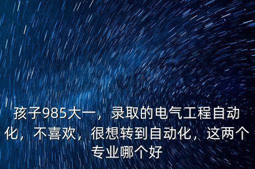 孩子985大一，錄取的電氣工程自動化，不喜歡，很想轉(zhuǎn)到自動化，這兩個專業(yè)哪個好