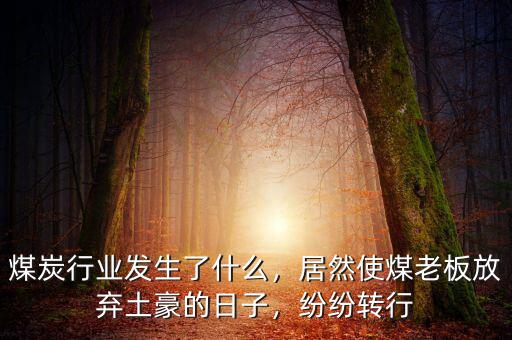 煤炭行業(yè)發(fā)生了什么，居然使煤老板放棄土豪的日子，紛紛轉(zhuǎn)行