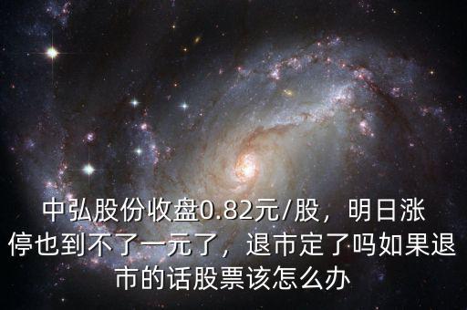 中弘股份收盤0.82元/股，明日漲停也到不了一元了，退市定了嗎如果退市的話股票該怎么辦