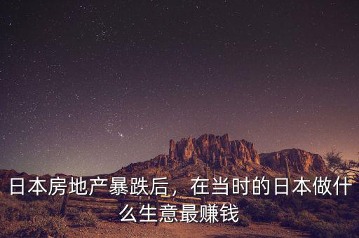 日本房地產暴跌后，在當時的日本做什么生意最賺錢