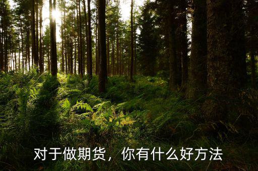 對于做期貨，你有什么好方法