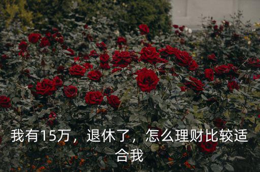我有15萬，退休了，怎么理財比較適合我