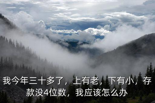 我今年三十多了，上有老，下有小，存款沒4位數，我應該怎么辦