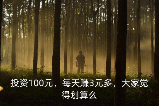 投資100元，每天賺3元多，大家覺得劃算么