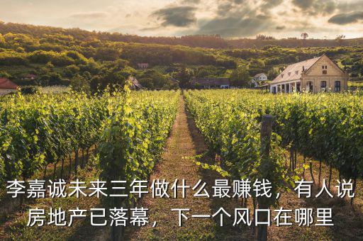 李嘉誠未來三年做什么最賺錢，有人說房地產(chǎn)已落幕，下一個風(fēng)口在哪里