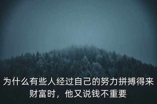 為什么有些人經(jīng)過自己的努力拼搏得來財富時，他又說錢不重要
