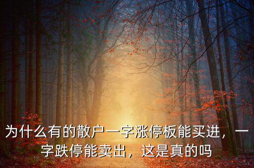 為什么有的散戶一字漲停板能買進(jìn)，一字跌停能賣出，這是真的嗎