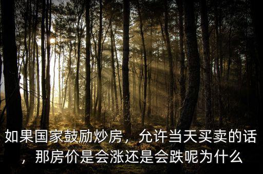 如果國家鼓勵(lì)炒房，允許當(dāng)天買賣的話，那房價(jià)是會漲還是會跌呢為什么