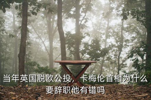 當(dāng)年英國(guó)脫歐公投，卡梅倫首相為什么要辭職他有錯(cuò)嗎