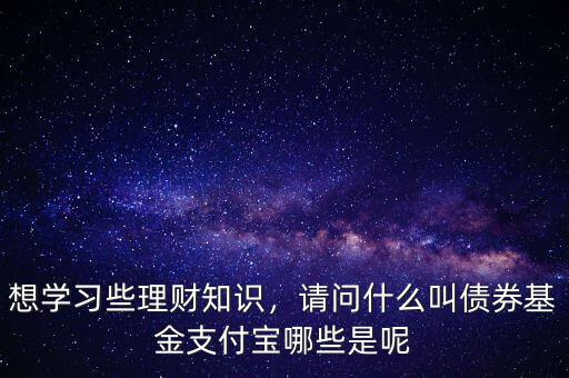 想學習些理財知識，請問什么叫債券基金支付寶哪些是呢