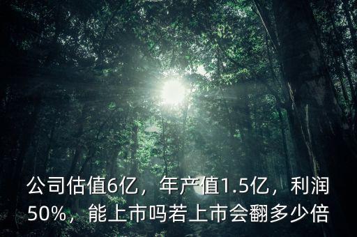 公司估值6億，年產(chǎn)值1.5億，利潤50%，能上市嗎若上市會翻多少倍