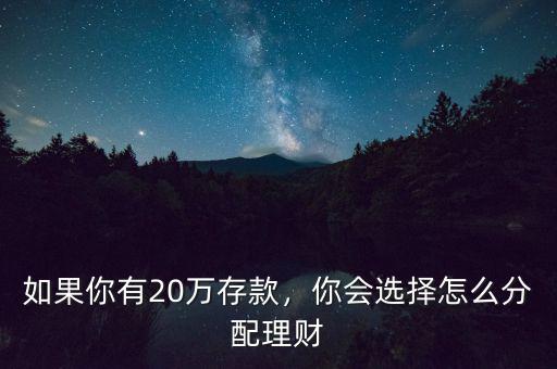 如果你有20萬存款，你會選擇怎么分配理財