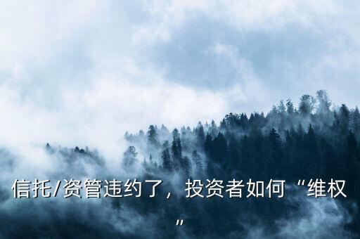 信托/資管違約了，投資者如何“維權(quán)”