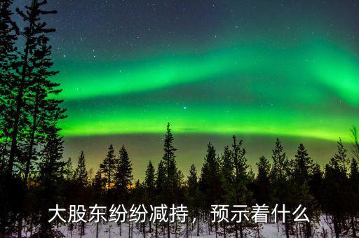 大股東紛紛減持，預(yù)示著什么
