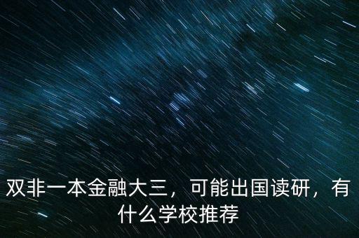 雙非一本金融大三，可能出國讀研，有什么學(xué)校推薦