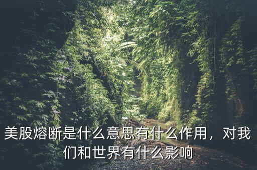 美股熔斷是什么意思有什么作用，對我們和世界有什么影響