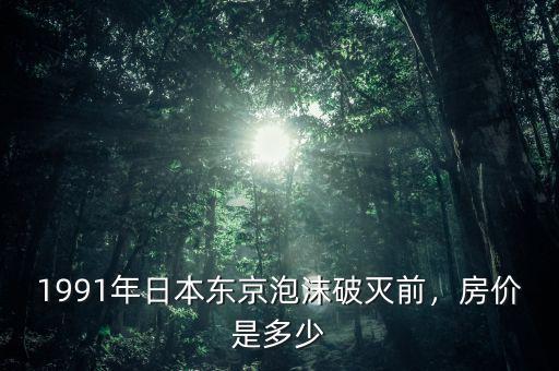 1991年日本東京泡沫破滅前，房?jī)r(jià)是多少