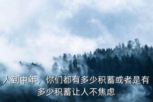 人到中年，你們都有多少積蓄或者是有多少積蓄讓人不焦慮