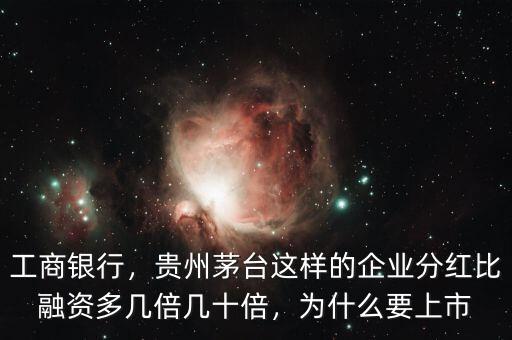 工商銀行，貴州茅臺(tái)這樣的企業(yè)分紅比融資多幾倍幾十倍，為什么要上市