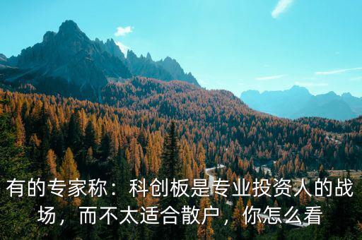 有的專(zhuān)家稱(chēng)：科創(chuàng)板是專(zhuān)業(yè)投資人的戰(zhàn)場(chǎng)，而不太適合散戶(hù)，你怎么看