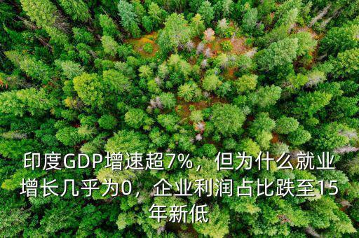 印度GDP增速超7%，但為什么就業(yè)增長幾乎為0，企業(yè)利潤占比跌至15年新低
