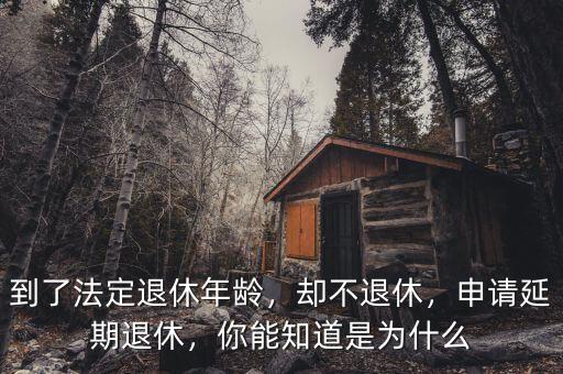 到了法定退休年齡，卻不退休，申請延期退休，你能知道是為什么